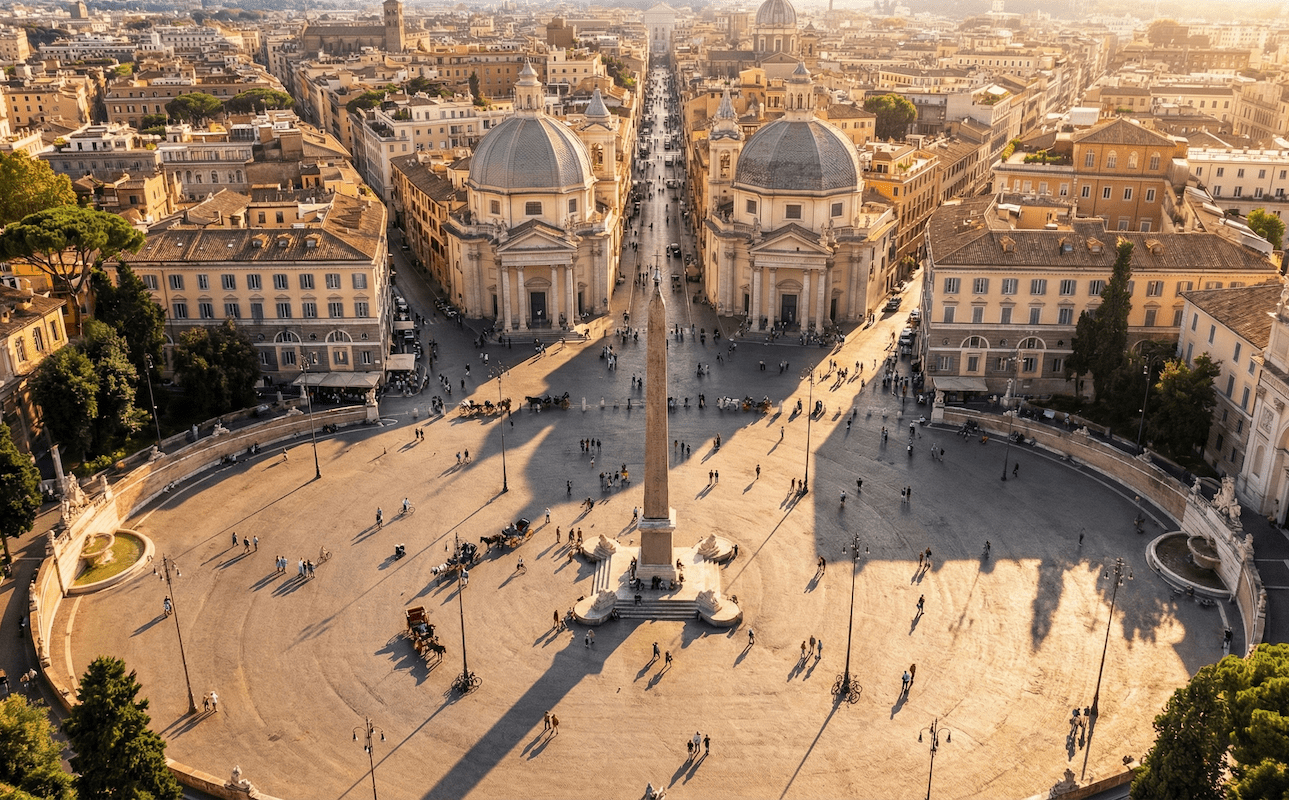 【ローマ・ポポロ広場に学ぶ「都市軸」の設計論】三叉路が織りなす景観と北海道・洞爺湖への示唆