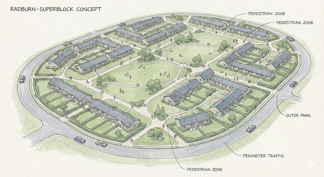 【「歩くこと」の復権】ラドバーン計画とスーパーブロックが問いかける、車と人の幸せな距離感